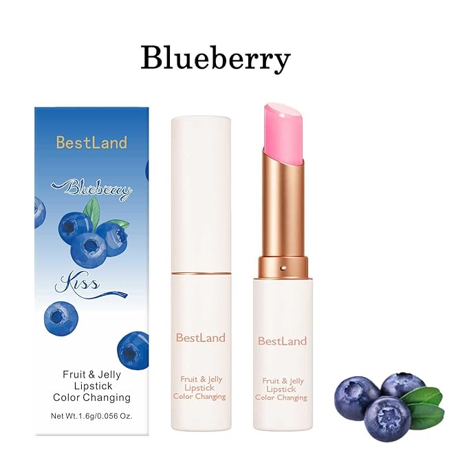 BestLand 6 Pcs/Set Peach Aloe Vera Strawberry Blueberry Avocado Grape Jelly Lipstick Set Temperature Change Moisturizer flower Lip Stick Long Lasting Nutritious Lip Balm Magic Color Change Lip Gloss