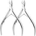 Precision Cuticle Nippers Trimmer Set, Double Spring Cuticle Remover Pusher Cutter, Manicure Pedicure Tools for Toenails Hard Skin Nail Care Supplies, Nail Clippers&Scissors (Silver 2 PACKS)