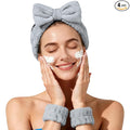 Fmeida Spa Headband and Wristband Set for Washing Face Skincare Headband Grey,3 Pack