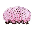 Vintage Polka Dot Shower Cap for Long Short Hair Caps for Shower Reusable Waterproof Double Layer Bath Cap for Women Adjustable Pink Polka Dot Print Bath Caps for Braids Womens Christmas Gift Ideas