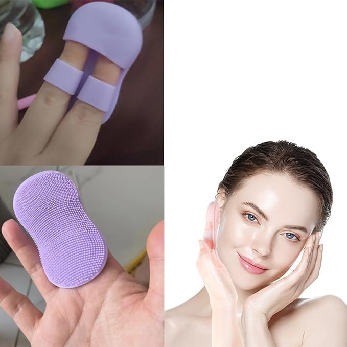 6 Pack Face Scrubber Mini Facial Brush Silicone Wash Exfoliator Finger Glove Pads Handheld Cleansing Brushes Tool for Skin Care Deep Clean Blackhead Acne Pore Removal