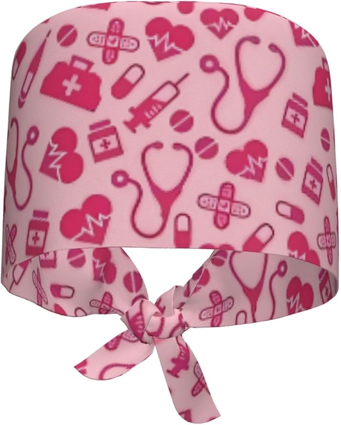 Working Cap Scrub Caps with Sweatband Adjustable Tie Back Hat Nurse Surgical Caps Unisex