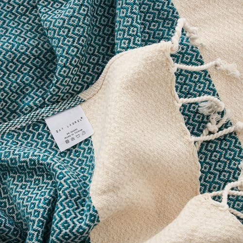 BAY LAUREL Turkish Hand Towel – Pack of 2 | Soft & Absorbent Decorative Towels for Bathroom, Hand, Face, Hair, Gym, Yoga, SPA, Kitchen & Tea | Boho Decor (Petrol, Diamond 15x26 Inches (Set of 2) - Image 5