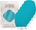 Natural Elephant Exfoliating Hammam Glove | Authentic Moroccan Kessa Body Scrub Mitt for Spa-Quality Skin Renewal | Teal Waves 5 Pack