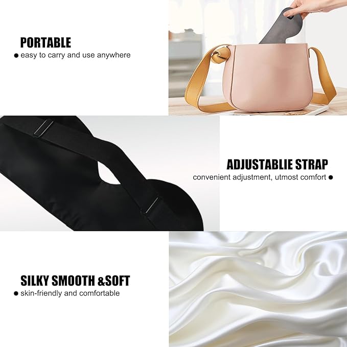 Heated Eye Mask - Rechargeable Cordless Silk Warm Eye Compress, 3 Temp Settings for Dry Eyes/Eye Fatigue, Light Blocking Soft Eye Heating Pad with Washable Cover, Travel-Friendly for Women & Men