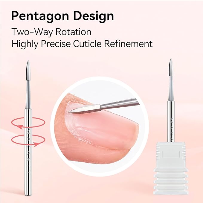 Makartt Flame Cuticle Nail Drill Bit - 3/32" Shank Tungsten Carbide Bit for Nail Drill Machine Professional Shape Bit for Cuticle Cleaning, Smooth Gel Nails,Sidewall, Dead Skin & Nail Prep Silver