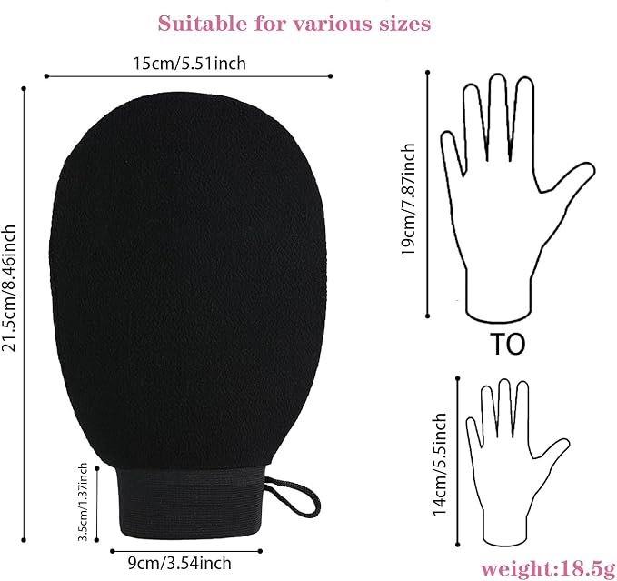 2-Pack Body Scrubber Glove - Traditional Exfoliating Mitt for Dead Skin Remover, Self Tan Prep & Keratosis Pilaris - Soft & Durable Viscose Material White
