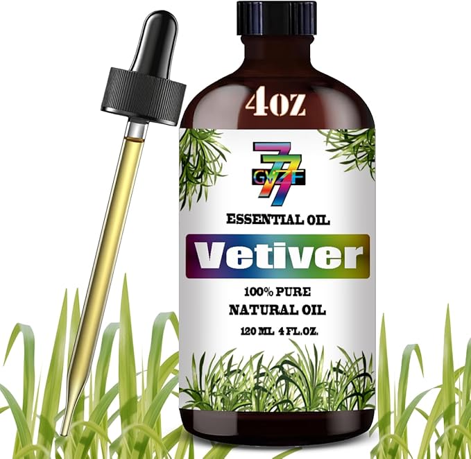 Vetiver Essential Oil - GV77ZF Vetiver Oils for Diffusers, Humidifiers, DIY Candles, Soap, Cleaning, Home, Office, Yoga, Massage, Gifts - 4 fl oz (120 ml)