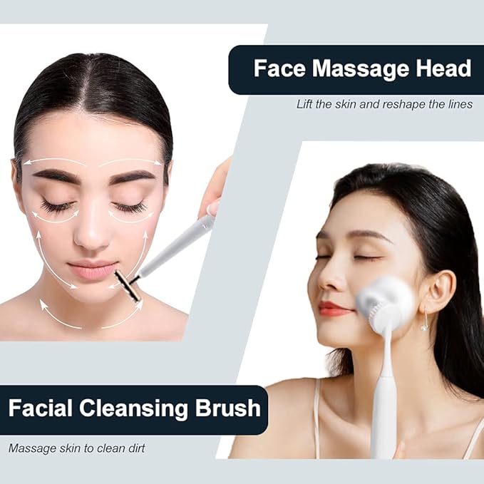 Sonic Electric Toothbrush, USB Rechargeable Powerful Sonic Cleaning Tooth Brush with 6 Modes, 5 Brush Heads + 1 Facial Cleansing Brush Head + 1 Face Massage Head Whitening Toothbrushes
