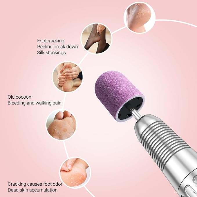 MelodySusie 10 Pcs Nail Sanding Caps Nail Drill Bits 180 Fine Grit for Foot File Callus Remover Manicure Pedicure Nail Polishing Burr Home Salon Use, Purple (13mm)