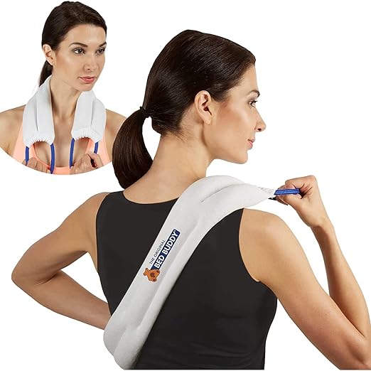Bed Buddy Hot and Cold Neck Wrap, White - Microwavable Heating Pad & Cold Pack for Neck, Sore Muscles - Moist Heat Therapy Wrap