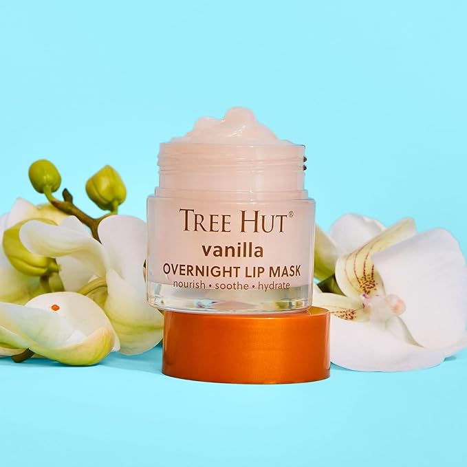 Tree Hut Vanilla Overnight Lip Mask, Deeply Hydrating Leave-On Treatment for Soft Lips, Self Care Essential, 6 oz