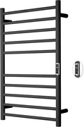Heated Towel Racks for Bathroom, Wall Mounted Electric Towel Warmer Racks with Timer & Temperature Control, 10 Bar Stainless Steel Towel Heater for Bathroom, Black, Plug-in