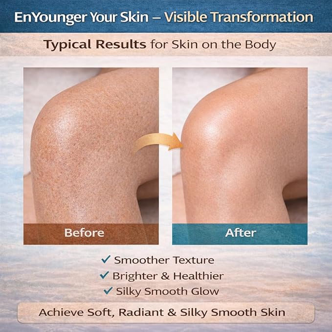 EnYounger™ 3-in-1 Fine-Grained Himalayan Salt Scrub for Body & Legs – Exfoliate/Smooth, Brighten & Hydrate Naturally (10 oz / 283 g)