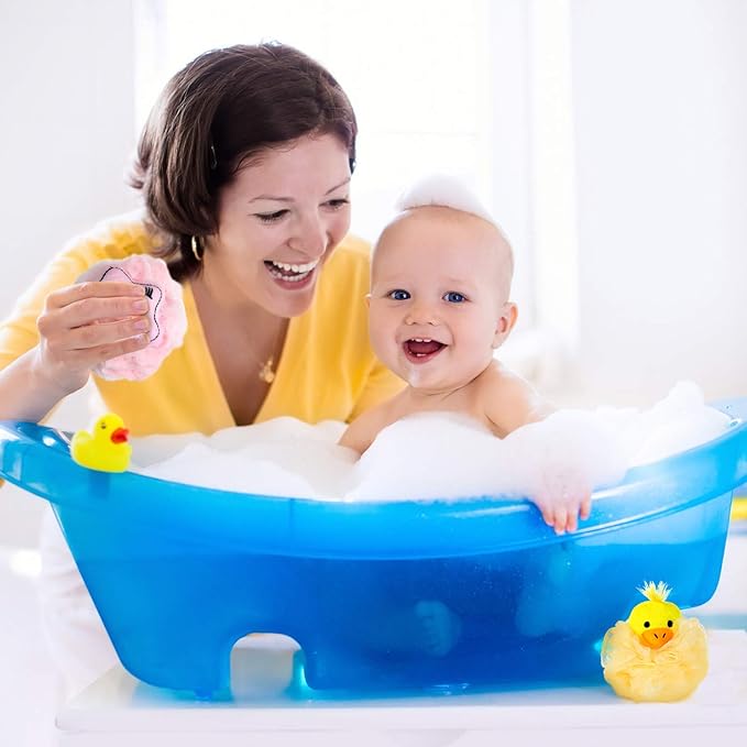 Boao 8 Pieces Kids Bath Loofahs Animal Bath Sponge Cartoon Shower Loofahs Cute Pouf Mesh Body Loofah Colorful Body Scrubber Shower Balls for Boys Girls Adults