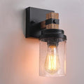 1-Light Rustic Wall Sconces Farmhouse Bathroom Light Fixtures Over Mirror, Handmade Wood Vanity Light Fixtures with Pretty Glass Shade, Wall Sconce for Bathroom Hallway Bedroom