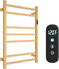 7 Bars Luxury Towel Warmers Wall Mounted Heated Towel Rack, Towel Warmer Rack for Bathroom with Timer & Temperature Multi-Level Adjustable, Hardwired and Plug-in Compatible (Brushed Gold)