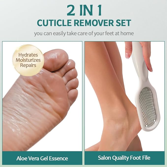 Gorgellux Callus Remover for Feet, Callus Remover Gel & Foot File Kit, Foot Callus Remover Gel Set for Dead Skin, Salon Pedicure Spa Kit, Callus Remover for Feet Gel, White
