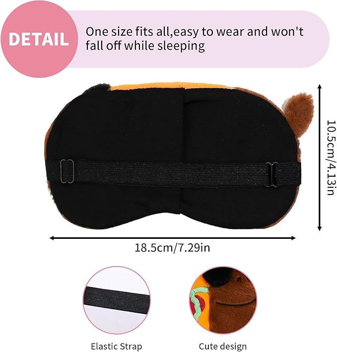 PERFECTSIGHT Sleep Eye Masks, Cute Sleep Eye Cover Lightweight Adjustable Eyeshade Mask Cover for Women Men Sleep Travel Nap, Hotdog Dachshund
