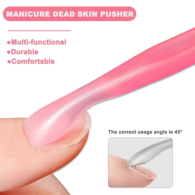 2Pcs Plastic Cuticle Pusher, Dual-end Dead Skin Nail Pusher, Gentle Plastic Pusher, Gel Polish Remover Tool, Manicure and Pedicure Tool, Rose Red