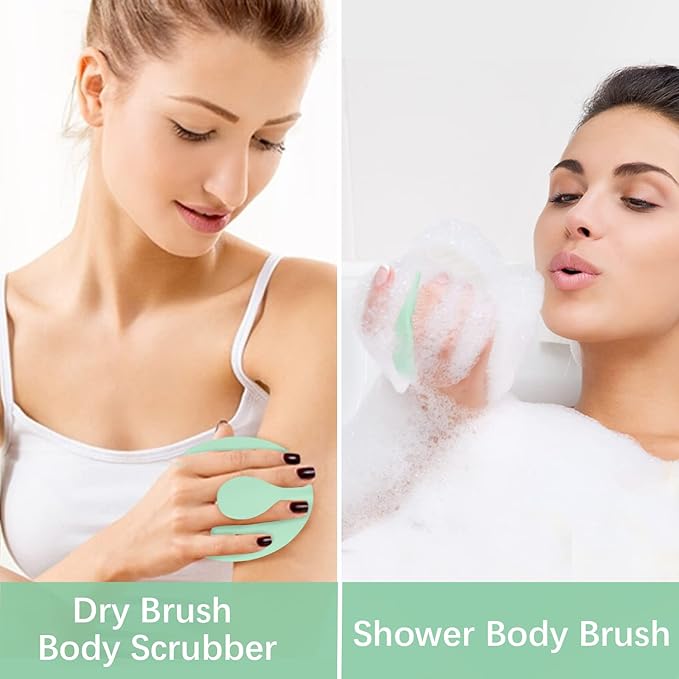 Dry Brushing Body Exfoliating Brush, Anti Slip Body Scrubber for Shower, Shower Body Cleaning Brush for Deep Cleansing & Soften Skin, Improve Circulation (Green)