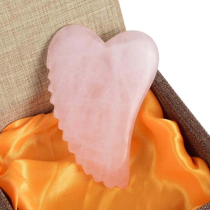 Rose Quartz Gua Sha Comb Massage Tool - Unique Comb Edge Gua Sha Board for SPA & Acupuncture Therapy (Heart Shape)
