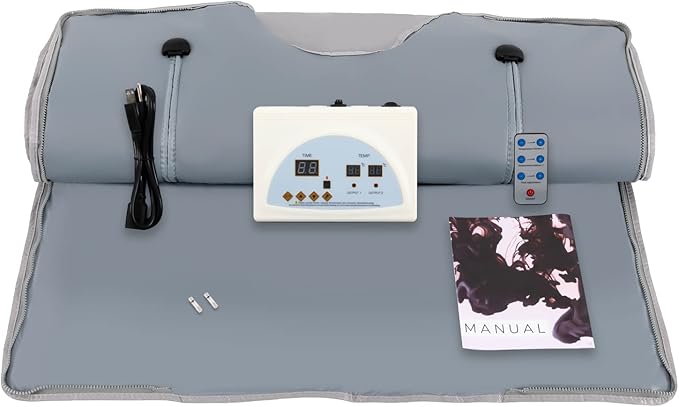 Sauna Blanket, 110V 650W Far Infrared Sauna Blanket Sauna Bag Body Shaper Blankets 35-80℃/ 95-176℉ Portable Saunas Bag Body Shaper Blankets for Beauty Salons, Spas (Silver+Zipper Style)