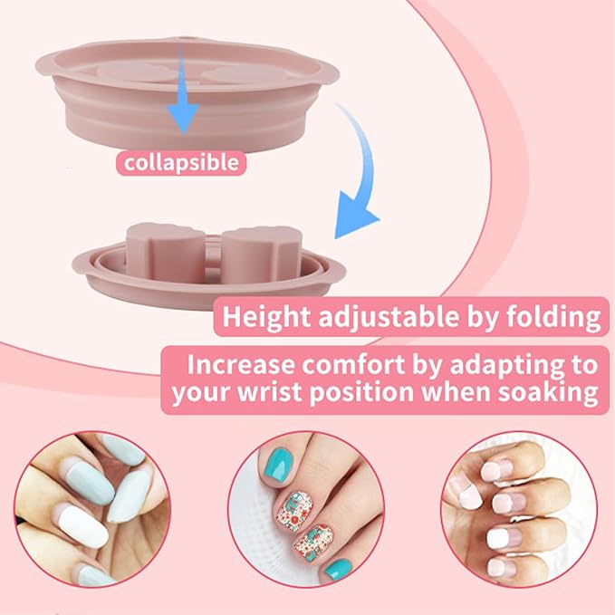 Silicone Hand Soaking Bowl for Nail Art & Manicures – Foldable, Dual Hand Spa Basin – Cuticle Softener, Dead Skin Removal & Hand Care – Portable & Easy Storage