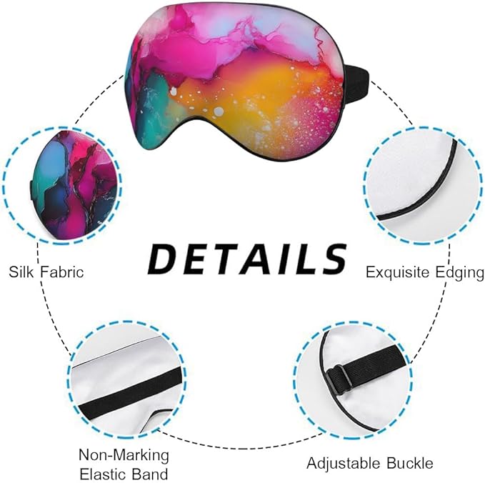 Abstract Marble Silk Eye Mask Sleep Mask Fluid Colorful Painting Artwork Texture Eye Mask with Adjustable Strap Lightweight for Women Work Travel Night Sleep