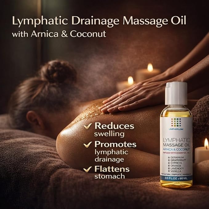 Bruizex Lymphatic Drainage Massage Oil: Arnica and Coconut Oil for Manual Lymph Drainage & Post Surgery Recovery for Liposuction, 360 Lipo, BBL,Tummy Tuck, Lymphedema, Lipedema, Lipo Foam- 2.0 oz