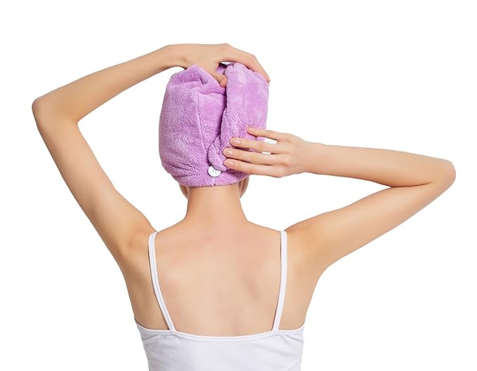 HOPESHINE Hair Drying Towel Twist Women's Soft Shower Microfiber Towels for Hair Turban Wrap Fast Drying Ultra Absorbent Cap Great Gift for Women (3-Pack Dark Grey+ Grey+Purple)