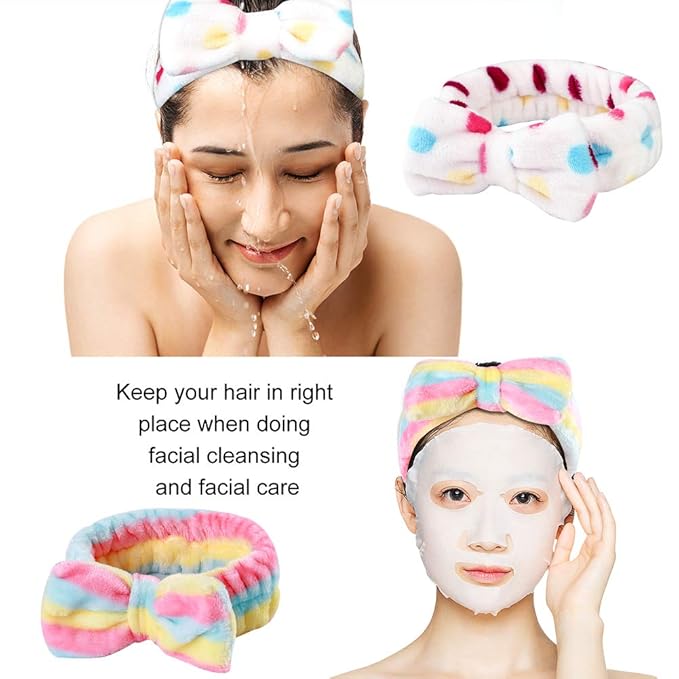 Hishexin 8 Pack Spa Headbands for Women, Soft Bow Skincare Headband for Washing Face, Skincare, Salon & Makeup, Bulk Spa Party Favors, Ideal Christmas Gifts or Stocking Stuffers for Teen Girls
