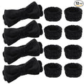 AOPRIE SPA Headbands for Washing Face Makeup Headbands with Bow Hair Band Women Facial Head Band Laurel Wrist Towel Wraps For Shower Face Mask Black, 12 Pack