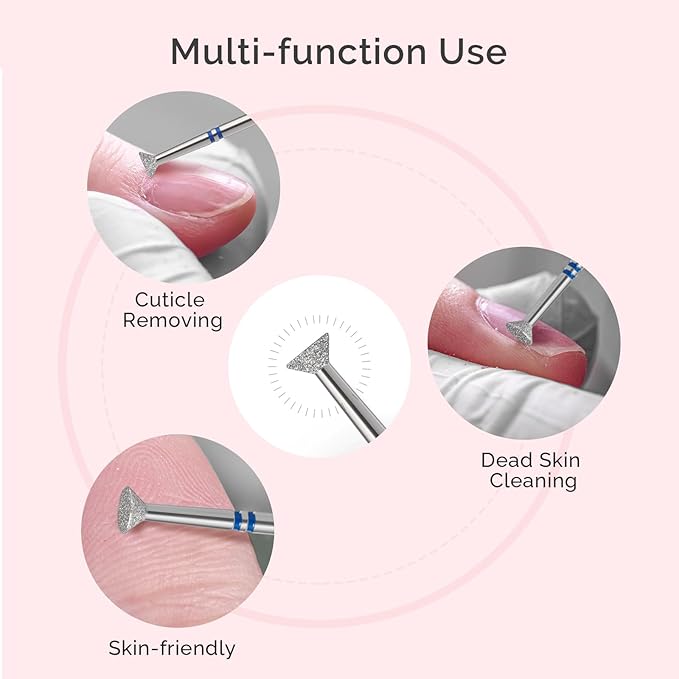 MelodySusie 5mm Inverted Tapered Cuticle Clean Nail Drill Bit 3/32'', Professional Safety Carbide Diamond Under Nail Cleaner for Cuticle Dead Skin Nail Prepare, Beginners Bits, Series Bit-S, Medium