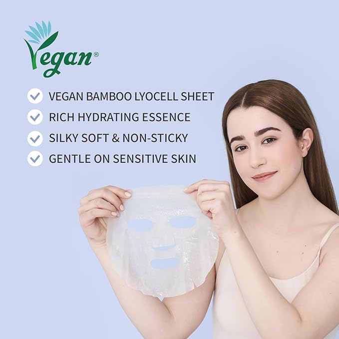 #OOTD Face Mask Korean Skincare for Dry Sensitive Skin | Hydrating, Revitalizing, Calming, Collagen, Ceramide, Cica, Vitamin C Serum Sheet Masks (12EA)