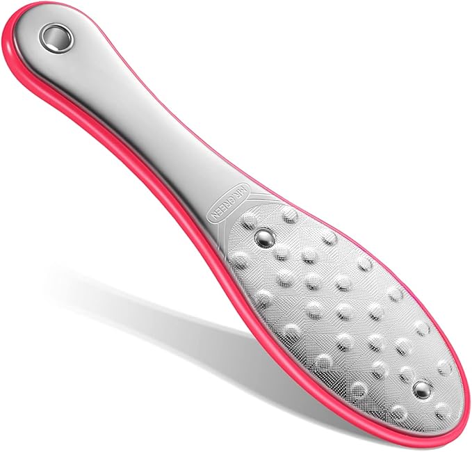 MR.GREEN Foot File Double Sided Pedicure Foot Care Tools Professional Callus Remover Foot Rasp Stainless Steel Foot Scrubber for Feet (Red)