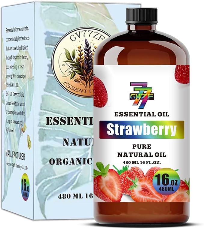 Strawberry Essential Oil - GV77ZF Strawberry Oils for Diffusers, Humidifiers, DIY Candles, Soap, Cleaning, Home, Office, Yoga, Massage, Gifts - 16 fl oz (480 ml)