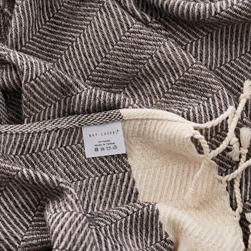 BAY LAUREL Turkish Hand Towel – Pack of 2 | Soft & Absorbent Decorative Towels for Bathroom, Hand, Face, Hair, Gym, Yoga, SPA, Kitchen & Tea | Boho Decor (Latte, Herringbone 16x40 Inches (Set of 2) - Image 2