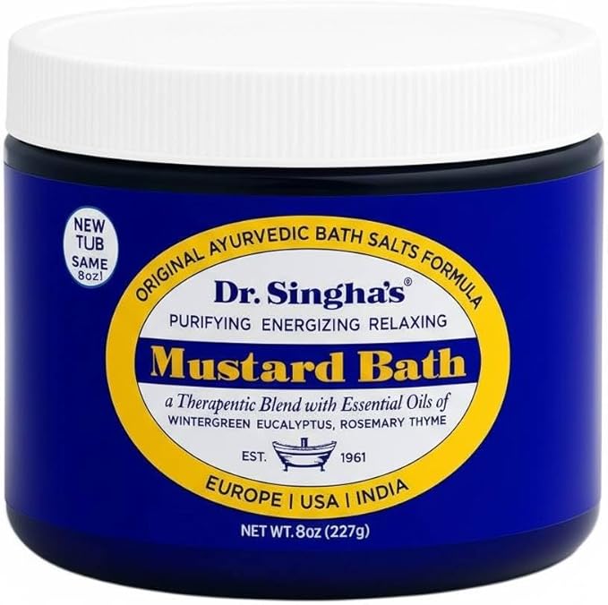 Dr. Singha's Mustard Bath Salts - 8 oz Herbal Bath Soak with Essential Oils for a Relaxing and Rejuvenating Experience - Made in USA