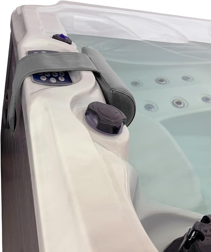 Poolzilla Universal Grey Spa Pillow, (1 Pack) Made of Soft Foam for Outdoor Hot Tubs and Chaise lounges - Adjustable Headrest and Weighted that Fits Any Spa