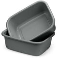 DecorRack 2 Plastic Wash Basins, Large 10 Quart Graduated Bucket, Portable Washbasin for Washing, Cleaning, Foot Bath, Dishes, Face Cleansing Bowl, Gray (2 Pack)