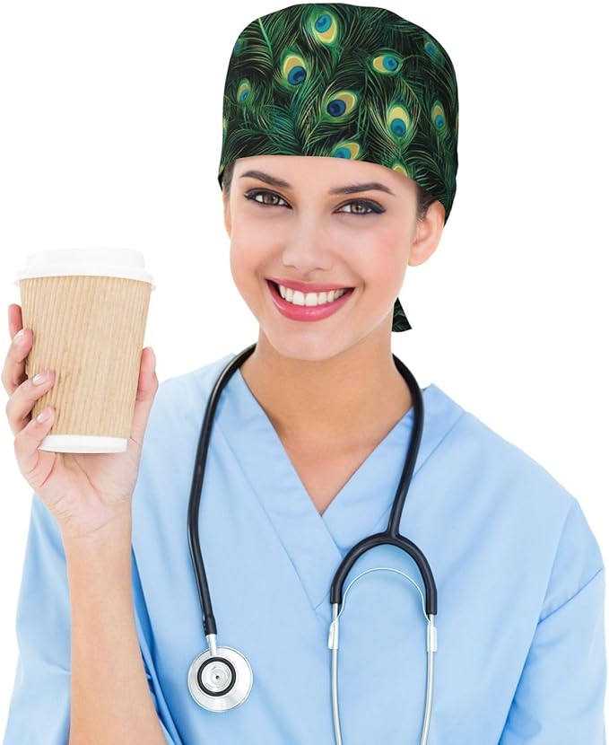 Alligator Ice Cream Working Cap, Scrub Cap with Sweatband, Adjustable Tie Back Hat Breathable Headgear for Women/Men