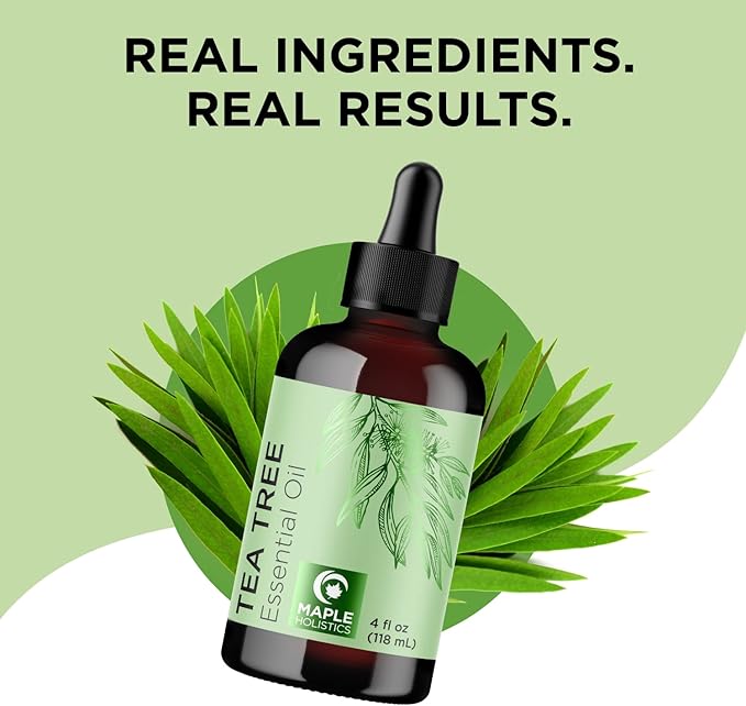 Pure Tea Tree Oil for Hair Skin and Nails - 100% Pure Undiluted Tea Tree Essential Oil with Dropper for Topical Uses Aromatherapy Diffusing and Home and Beauty DIYs - Vegan and Cruelty Free (4 Fl Oz)