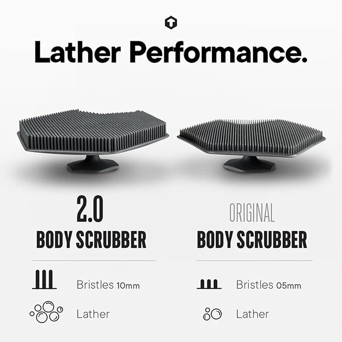 TOOLETRIES Body Scrubber 2.0 – Premium Silicone Scrubber for Cleaning, Exfoliating Your Skin – Extra Long Lather Boosting Bristles with Ergonomic Handle, Long-Lasting & Easy to Clean - Sand