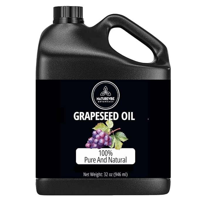 Naturevibe Botanicals Grapeseed Oil 32oz | 100% Pure Cold-Pressed & Lightweight Carrier Oil | Non-Greasy Natural Moisturizer for Skin, Hair, Face, Nails & Massage | Hexane-Free, Fresh & Versatile