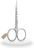 Cuticle Scissors Extra Fine Curved Stainless Steel Eyebrow Scissors, Professional Grooming Scissors for Beard, Nose Hair, Eyelash, Mustache, Dry Skin - Manicure Scissors