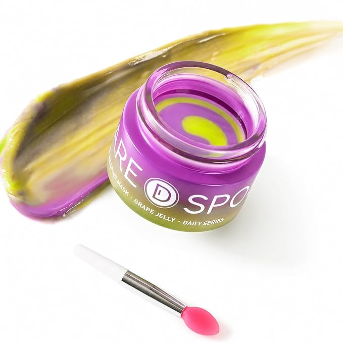 SPODARE Grape Lip Mask, Hydrating Overnight Lip Sleeping Mask, Lip Moisturizer for Dry Cracked Lips Care, Dual-Color Lips Balm for Nourishing and Softening Lips, Minimizes Fine Lines - 12g