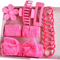 16pcs Skincare Headband Set, Headband Set for Face Washing Spa and Makeup, Including 1 Hairband, Wristband, 3 Hair Claw Clips and 10 Hair Ties, with Box, Gift for Women and Girls, Rose Red