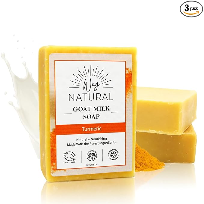Goat Milk Soap Bars, Turmeric (3 Pack) - Premium, Handmade w/Real Milk in USA - Large (5oz) Hand & Body Goat Soap - Dry Skin, Gentle, No Dyes