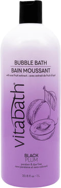 Vitabath Black Plum Bubble Bath Rich Foaming Soak - Moisturizing & Nourishing Indulgent Suds for Women & Men All Skin Types - 33.8 fl oz 1L